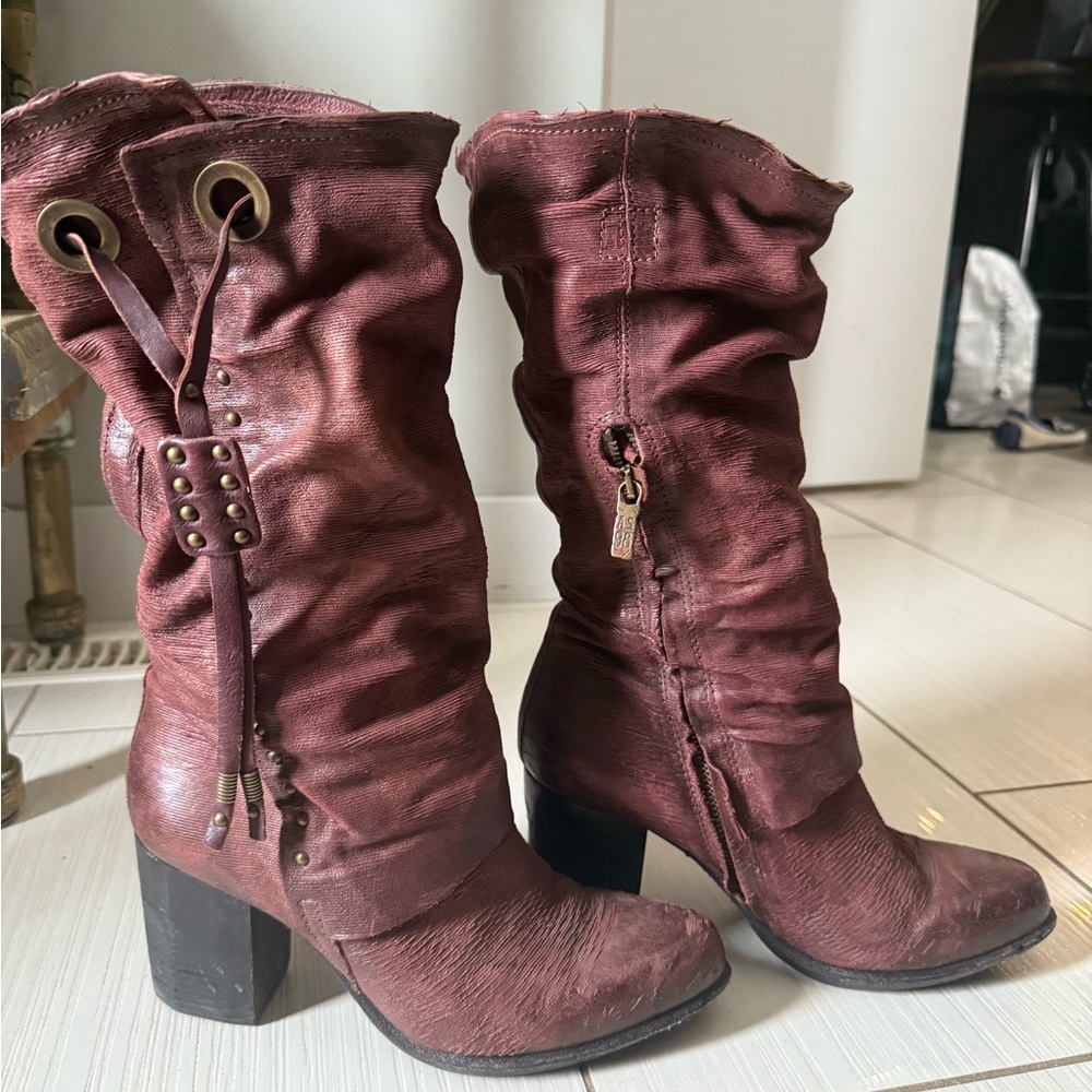 A.S.98 Maroon Heeled Boots